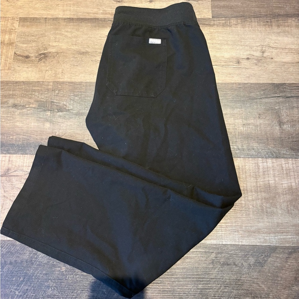 Black straight leg figs scrub pants